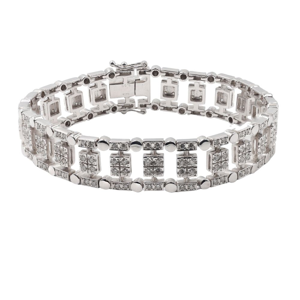 Elegant White Gold Bracelet with Sparkling Diamonds (CX6034)