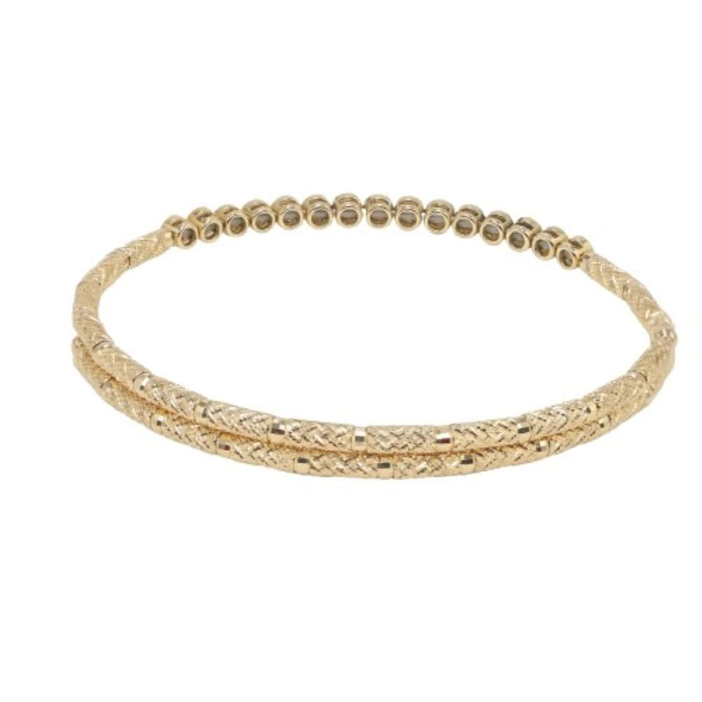 Elegant Textured 18K Yellow Gold Bangle Bracelet (BWG0118-19)