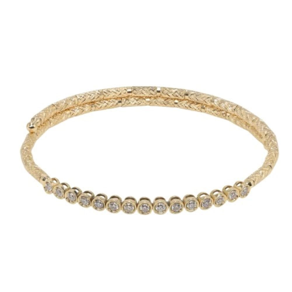 Elegant Textured 18K Yellow Gold Bangle Bracelet (BWG0118-19)