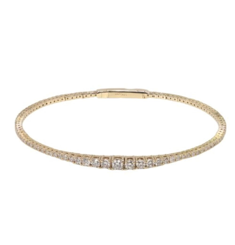Yellow Gold Bangle with Brilliant Diamonds (BWG1103-7)