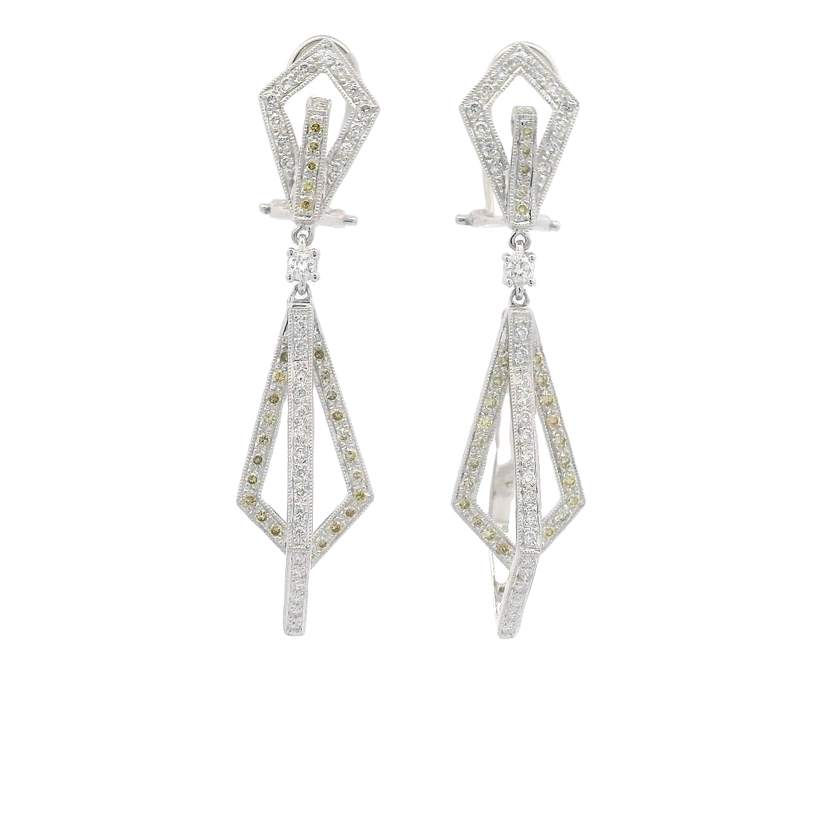 Elegant Yellow and white Diamond Drop Earrings (CX7137)