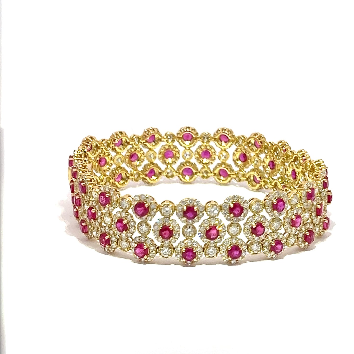 Elegant Ruby, Diamond Platinum Bracelet (CX913)
