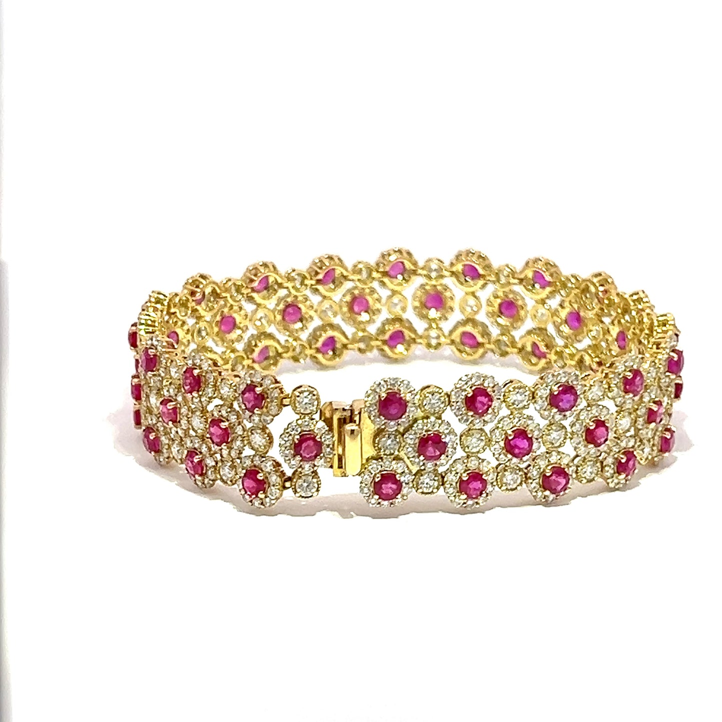 Elegant Ruby, Diamond Platinum Bracelet (CX913)