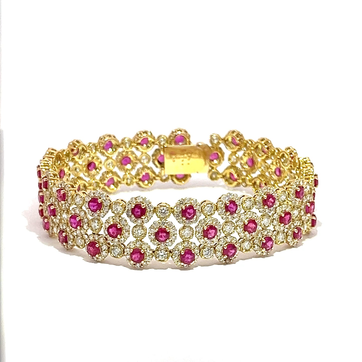 Elegant Ruby, Diamond Platinum Bracelet (CX913)