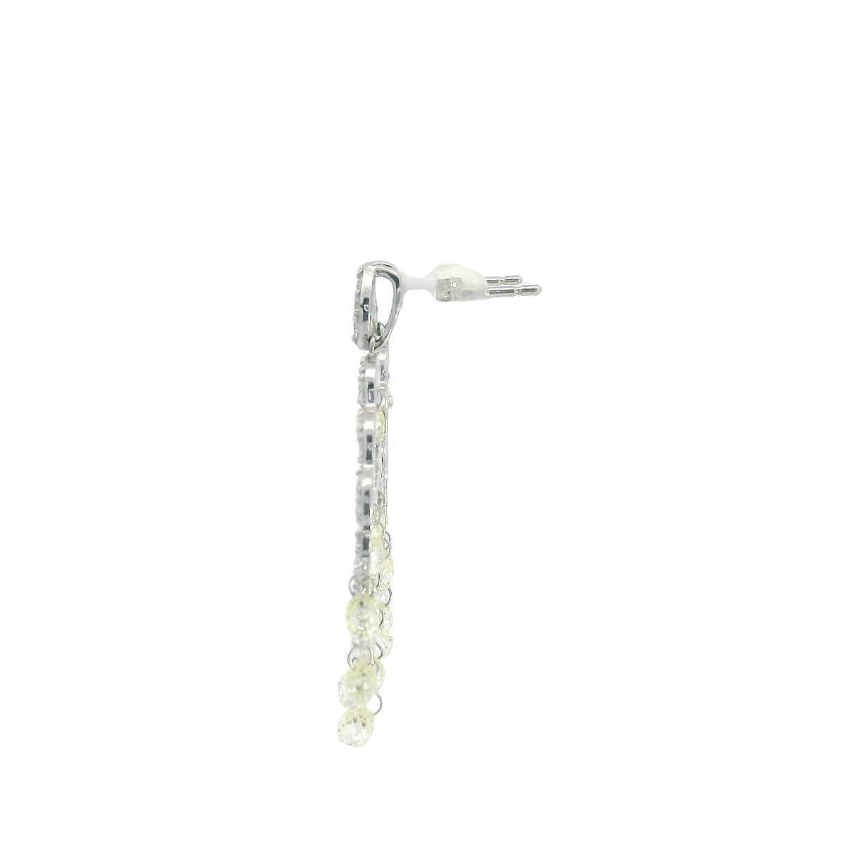 Celestial Glow: Briolite Chandelier Earrings in White Gold (E0277-1)