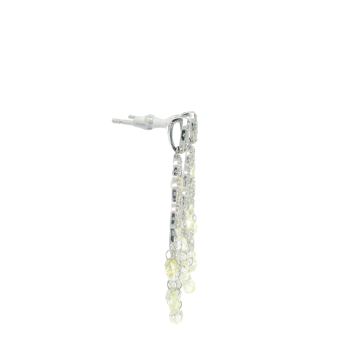 Celestial Glow: Briolite Chandelier Earrings in White Gold (E0277-1)