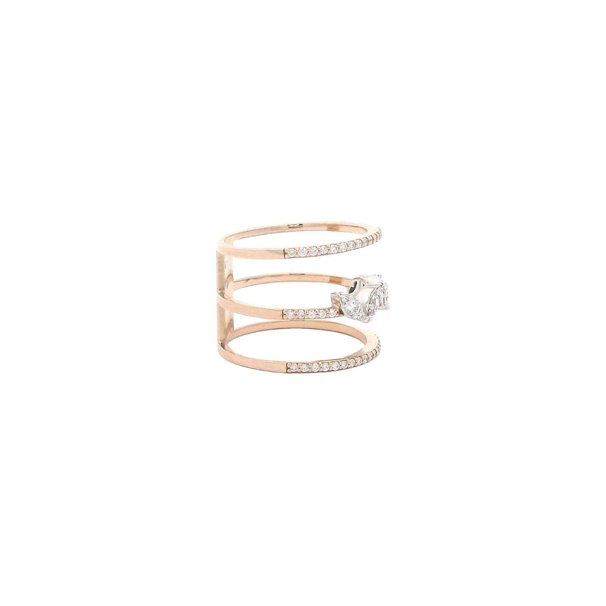 Elegant Rose Gold Ring with Diamonds (JJ367)