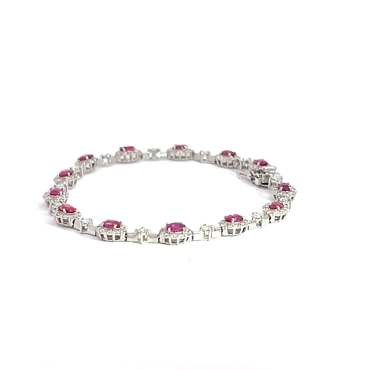 Elegant Ruby, Diamond Platinum Bracelet (JJ47)