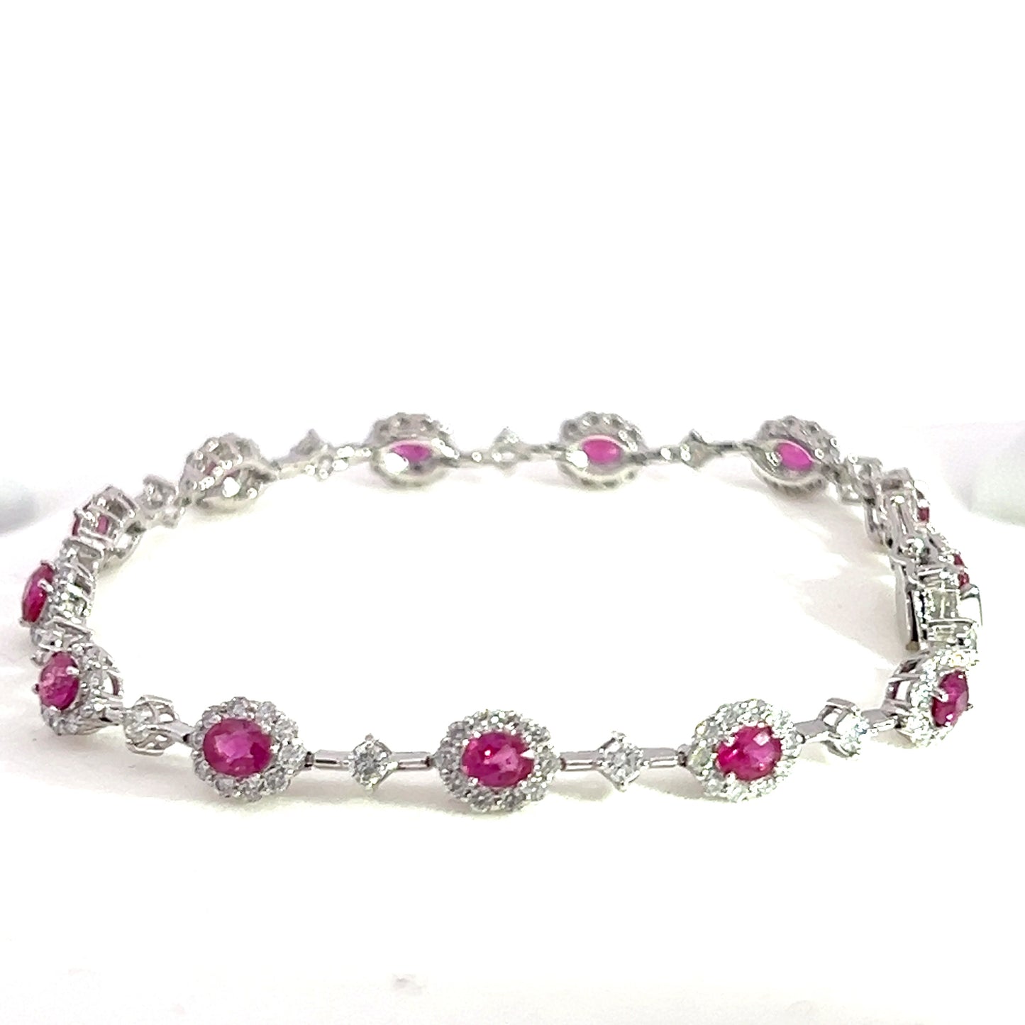 Elegant Ruby, Diamond Platinum Bracelet (JJ47)