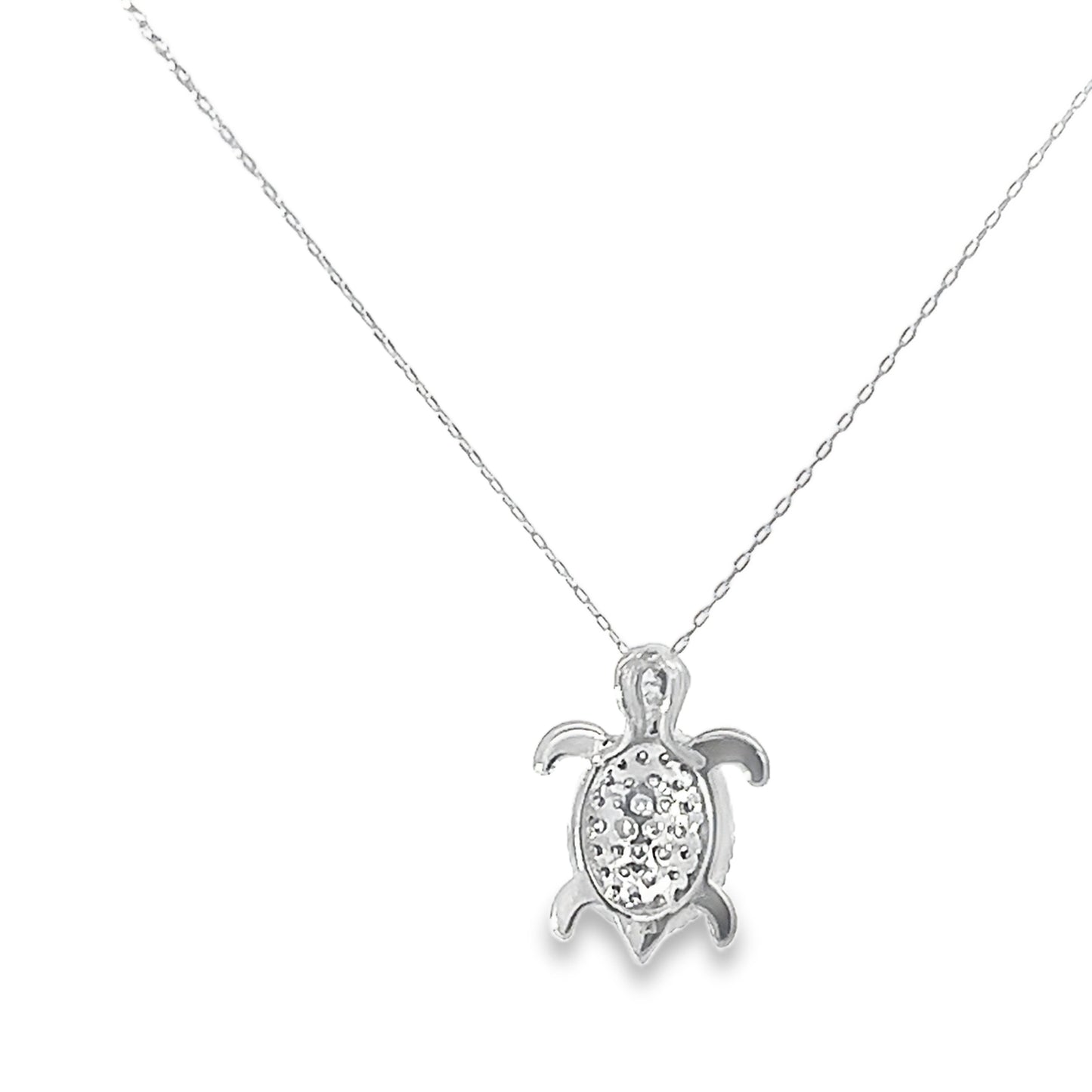 Oceanic Grace: White Gold & Diamond Turtle Pendant (P2199CH-9)