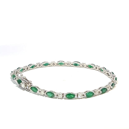 Exquisite Emerald & Diamond Bracelet – 18K White Gold (CX1361)