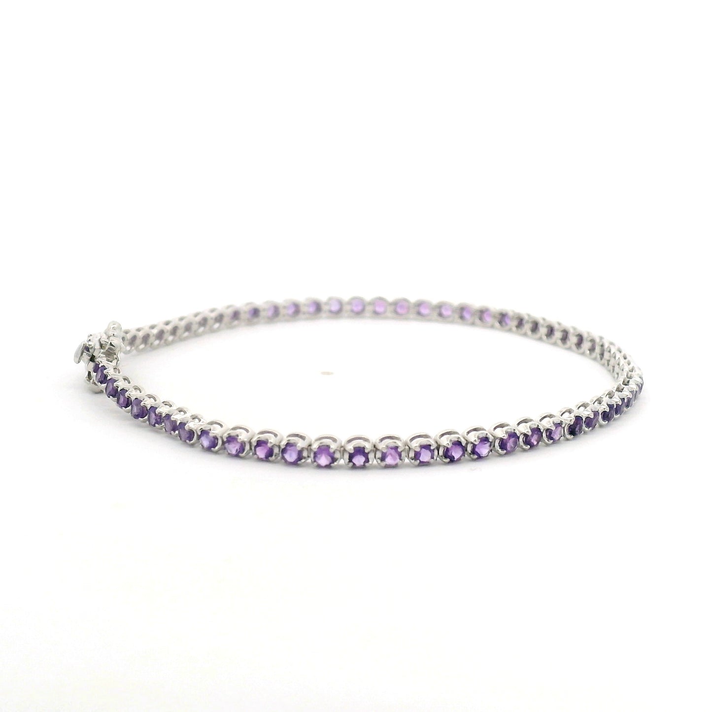 Elegant K18WG Tennis Bracelet with Amethyst Accents (CX8166)