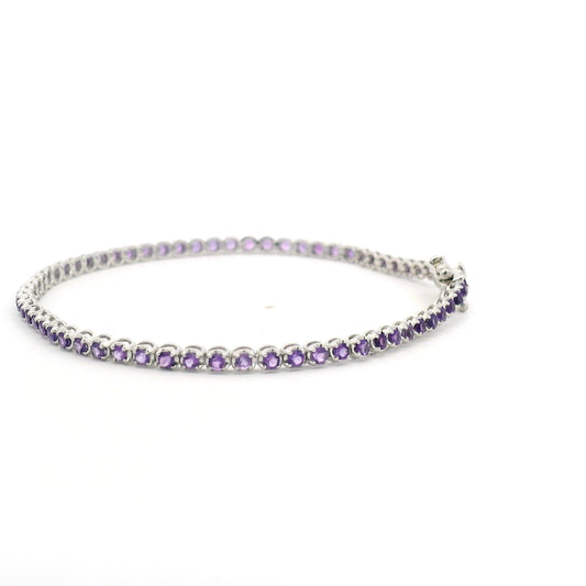Elegant K18WG Tennis Bracelet with Amethyst Accents (CX8166)
