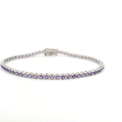 Elegant K18WG Tennis Bracelet with Amethyst Accents (CX8166)