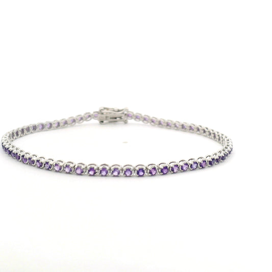 Elegant K18WG Tennis Bracelet with Amethyst Accents (CX8166)