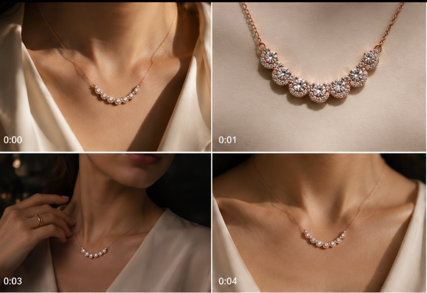 Pink Gold Diamond Scallop Necklace (CX8384)