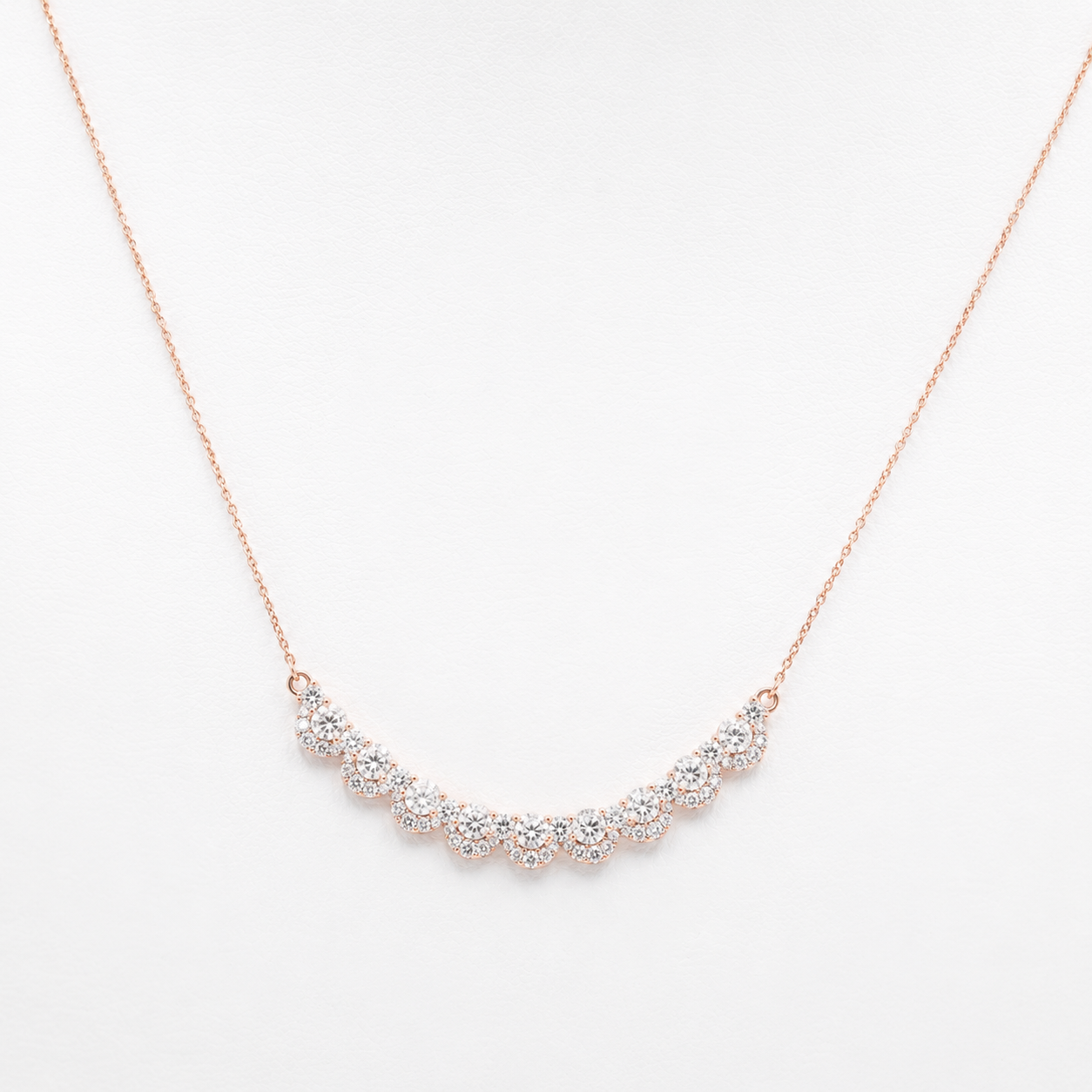 Pink Gold Diamond Scallop Necklace (CX8384)