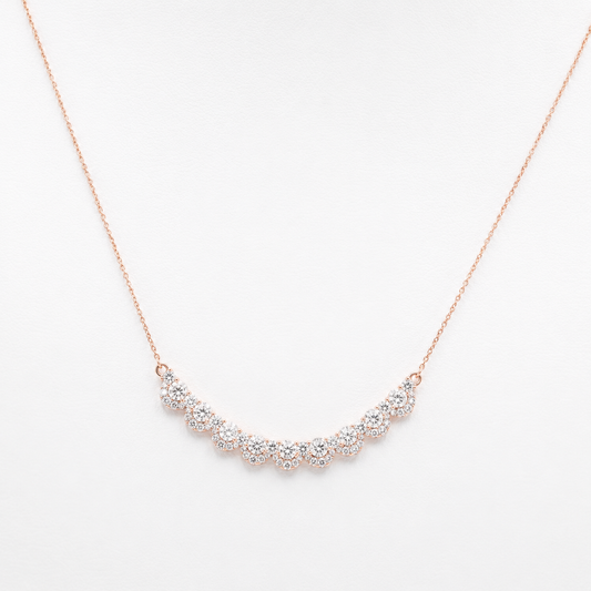 Pink Gold Diamond Scallop Necklace (CX8384)