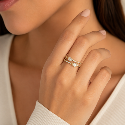 K18 Yellow Gold "Aurora" Pear & Marquise Diamond Signature Ring