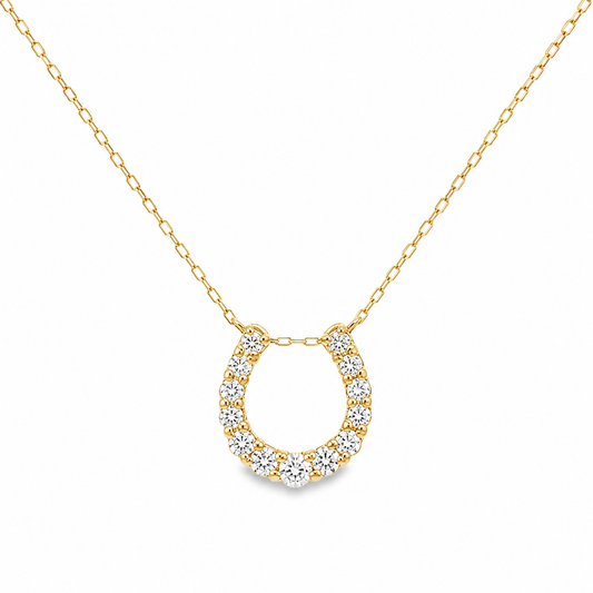 Elegant Yellow Gold Horseshoe Pendant Necklace (P2219CH-2)