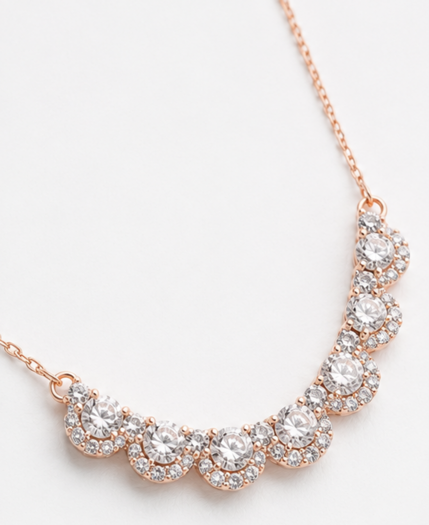 Pink Gold Diamond Scallop Necklace (CX8384)