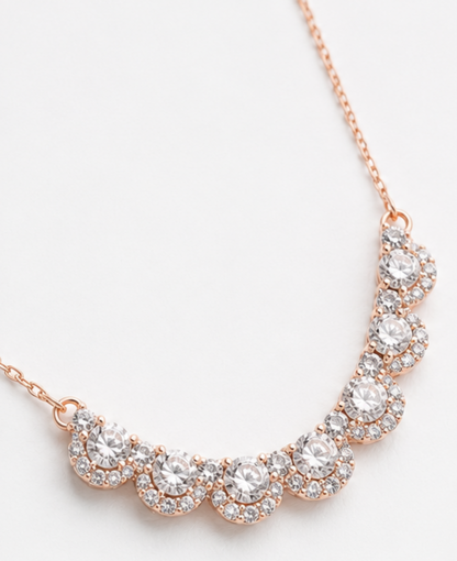 Pink Gold Diamond Scallop Necklace (CX8384)