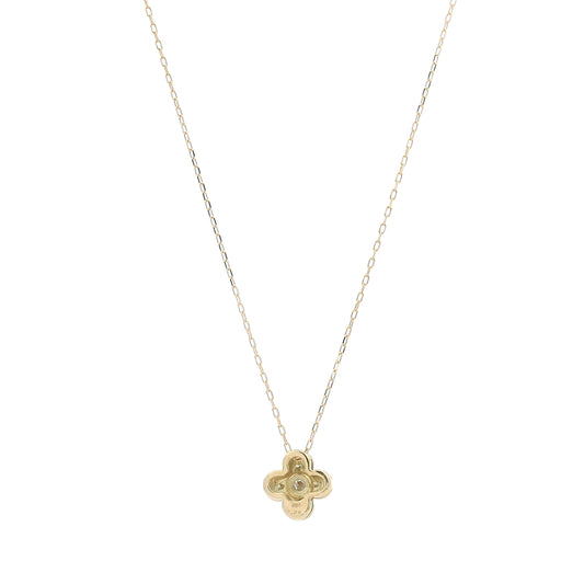 K18 Yellow Gold Diamond Clover Necklace – Four-Petal Round Brilliant Elegance(P2217CH-12)