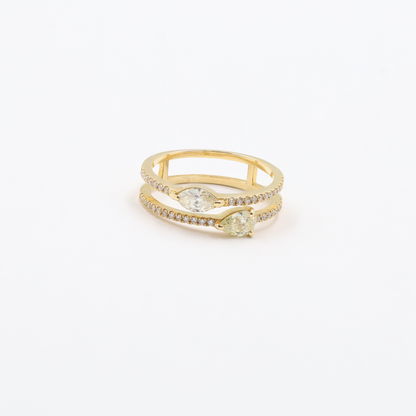 K18 Yellow Gold "Aurora" Pear & Marquise Diamond Signature Ring