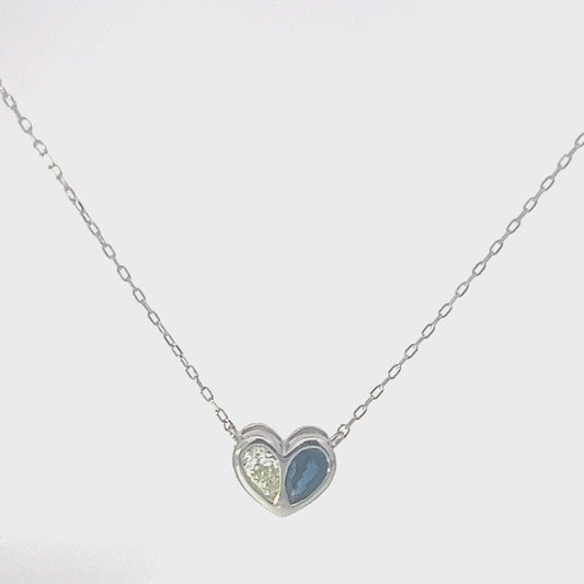 Diamond & Blue Sapphire Heart Necklace – Dual Stone Elegance (P2245CH-112)