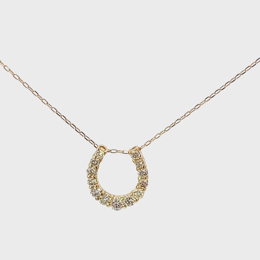 Elegant Yellow Gold Horseshoe Pendant Necklace (P2219CH-2)