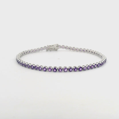 Classic Amethyst White Gold Tennis Bracelet