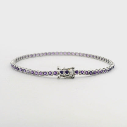 Elegant K18WG Tennis Bracelet with Amethyst Accents (CX8166)