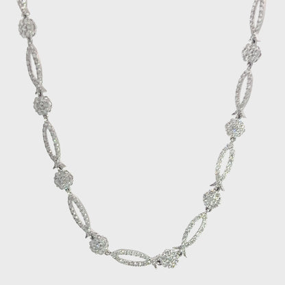 Elegant White Gold Necklace with Sparkling Diamonds (CX5218)