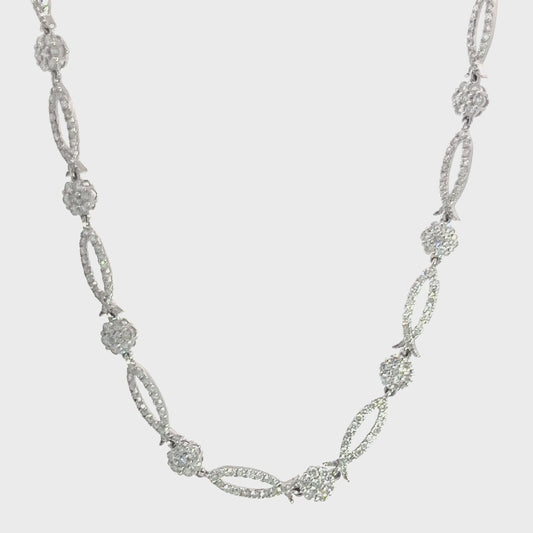 Floral Marquise Diamond Necklace in White Gold (CX5218)